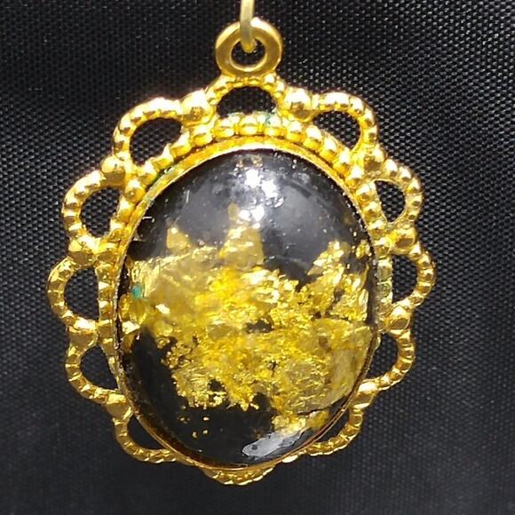 Vintage Gold Foil Lucite Post Earrings, Filigree Frames, Clear Lucite, 1 1/2 In - Picture 3 of 12